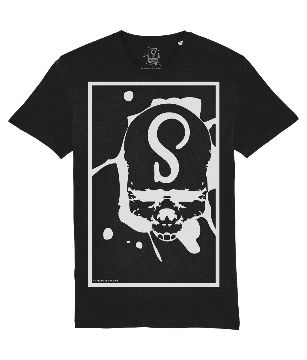 Sherlock Bones "Skull Stamp" T-Shirt (Black/White)