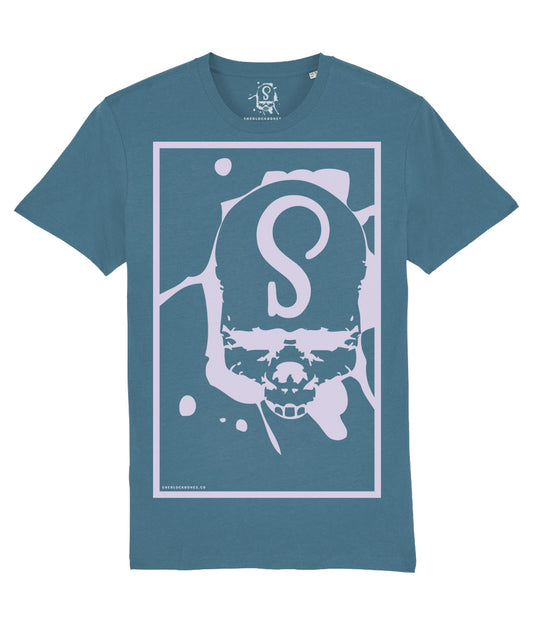 Sherlock Bones "Skull Stamp" T-Shirt (Blue/Pink)