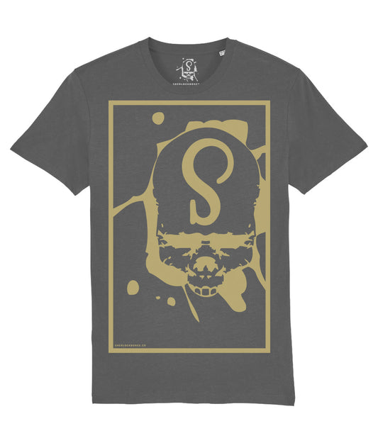 Sherlock Bones "Skull Stamp" T-Shirt (Grey/Gold)