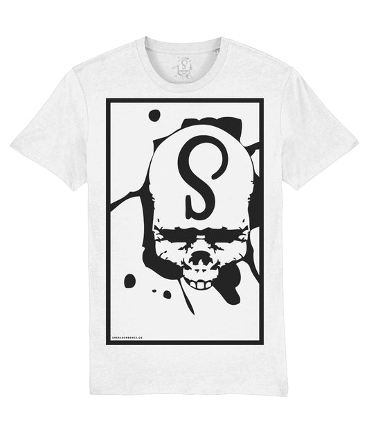Sherlock Bones "Skull Stamp" T-Shirt (White/Black)